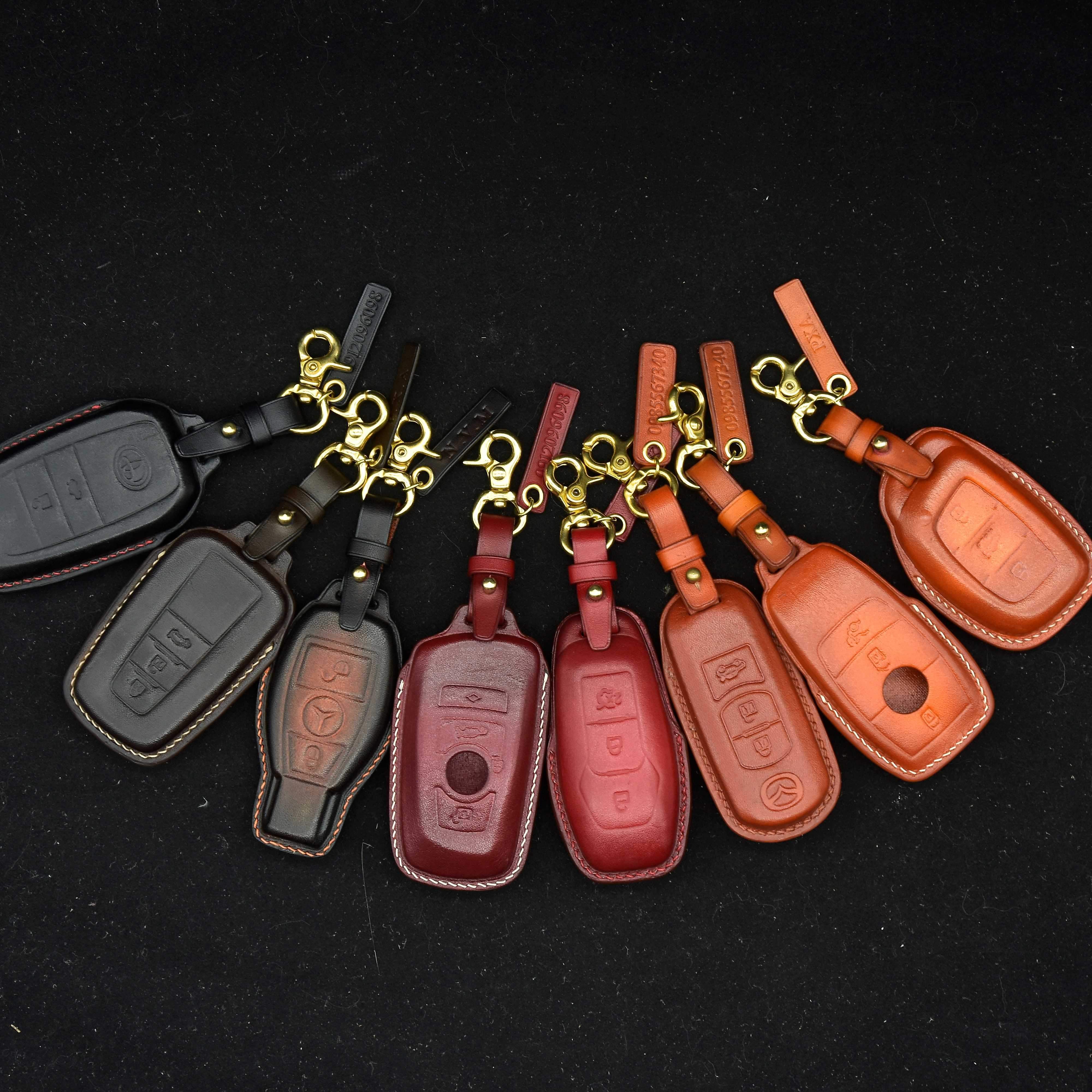 Alloy+Diamond + leather Car Key FOB Case Cover For Mercedes benz
