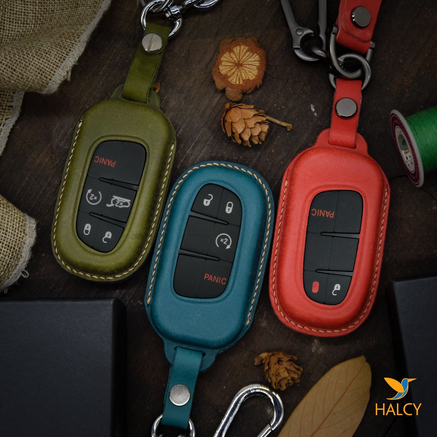 Leather Key Case for 2020-2025 Compass, Cherokee, Wrangler, Grand Cherokee, Wagoneer - Custom Fob Gift