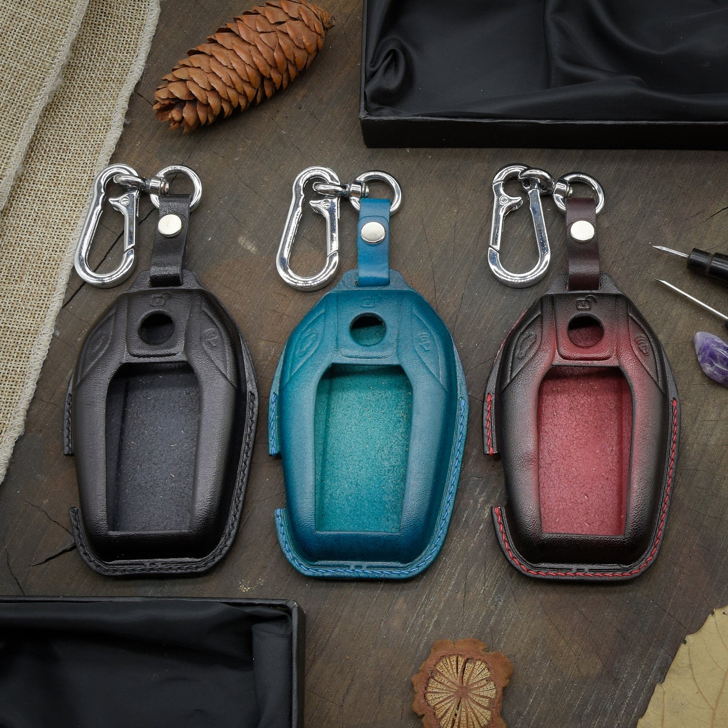 Leather Key Case for 2020-2025 3 Series, 5 Series, X3, X5, M3, M5, i4 - Custom Fob Gift