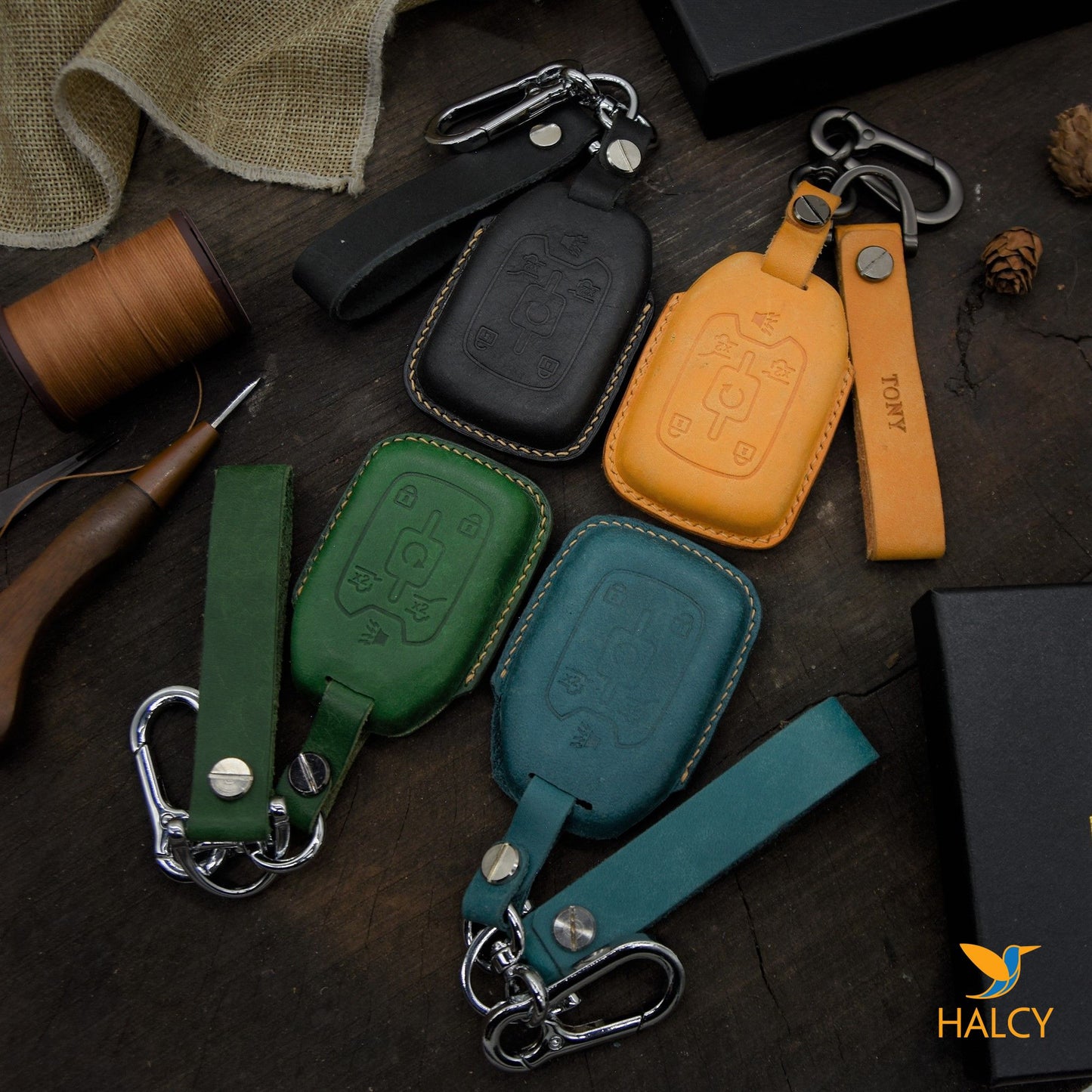 Leather Key Case for 2020-2025 Terrain, Acadia, Yukon, Sierra 1500, Hummer EV - Custom Fob Gift