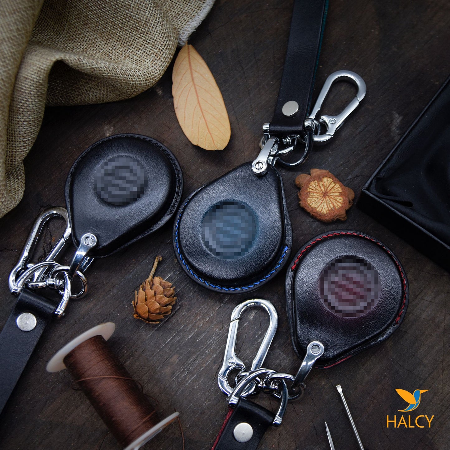 Harley Leather Key Fob Cover for Street Glide, Road Glide CVO X48 1200 Iron 883 VRSC Softail Trike Slim