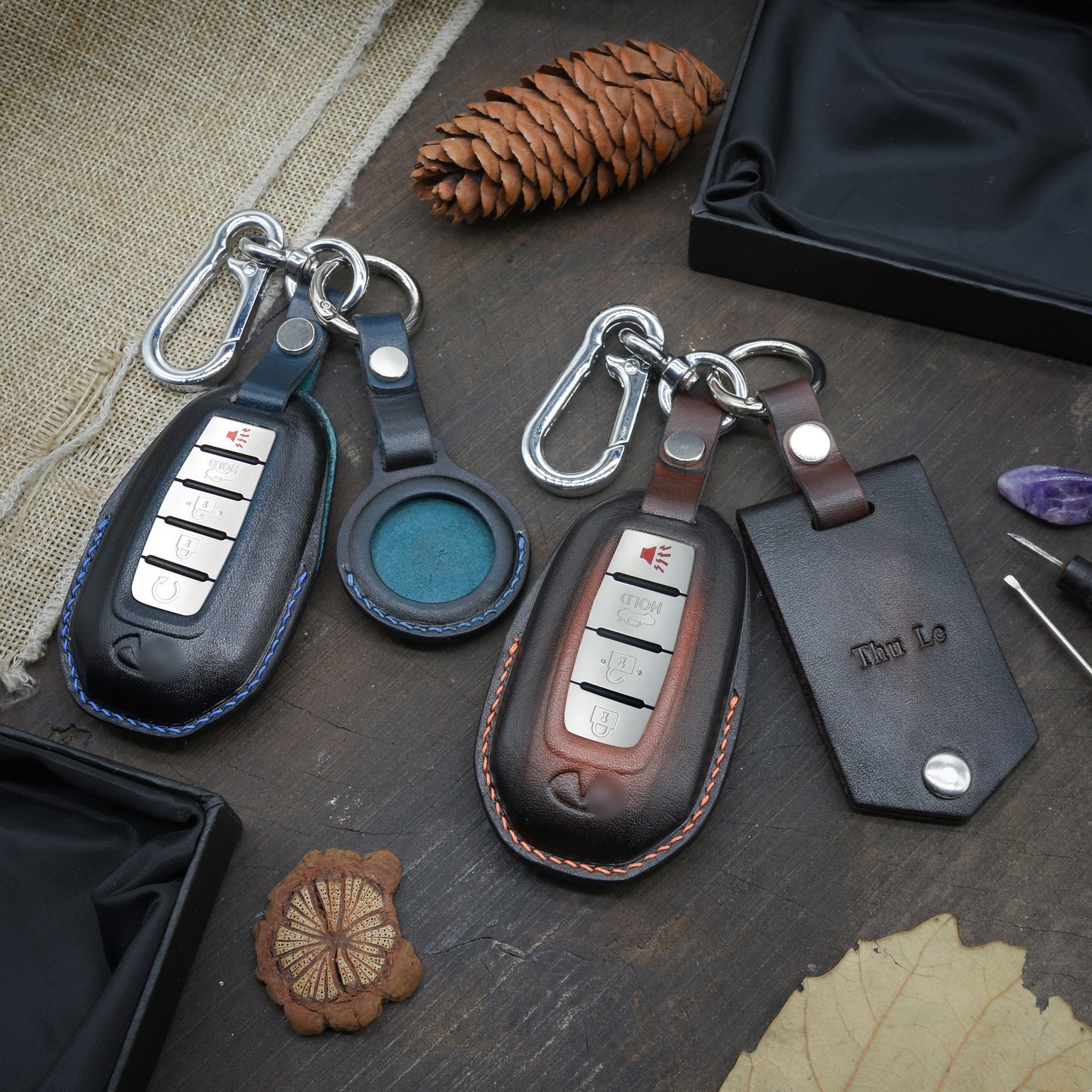 Leather Key Case for 2020-2025 QX50, QX55, QX60, QX80, Vision Qe - Custom Fob Gift