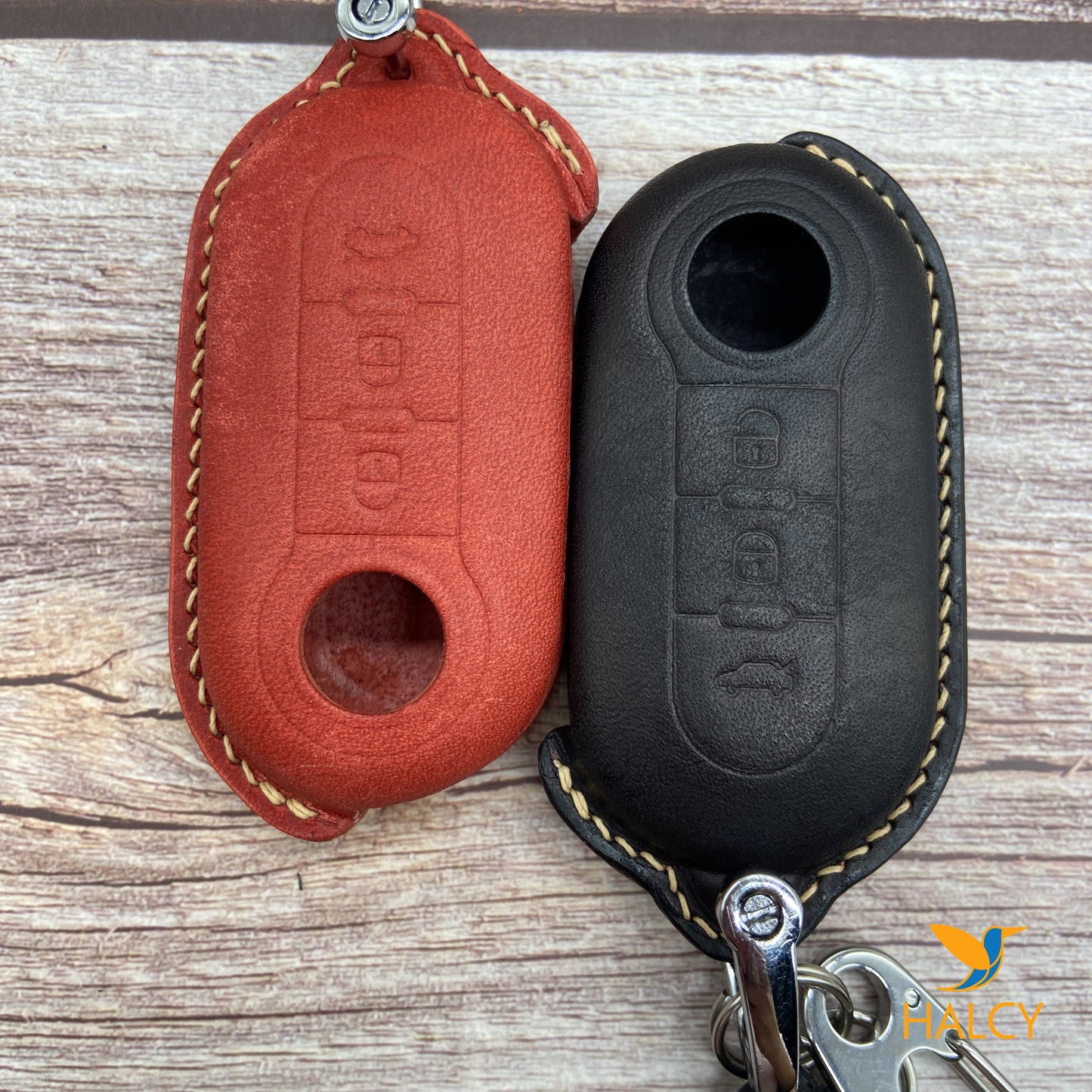 Leather Key Case for 2020-2025 500e Hatchback, 500X SUV - Custom Fob Gift