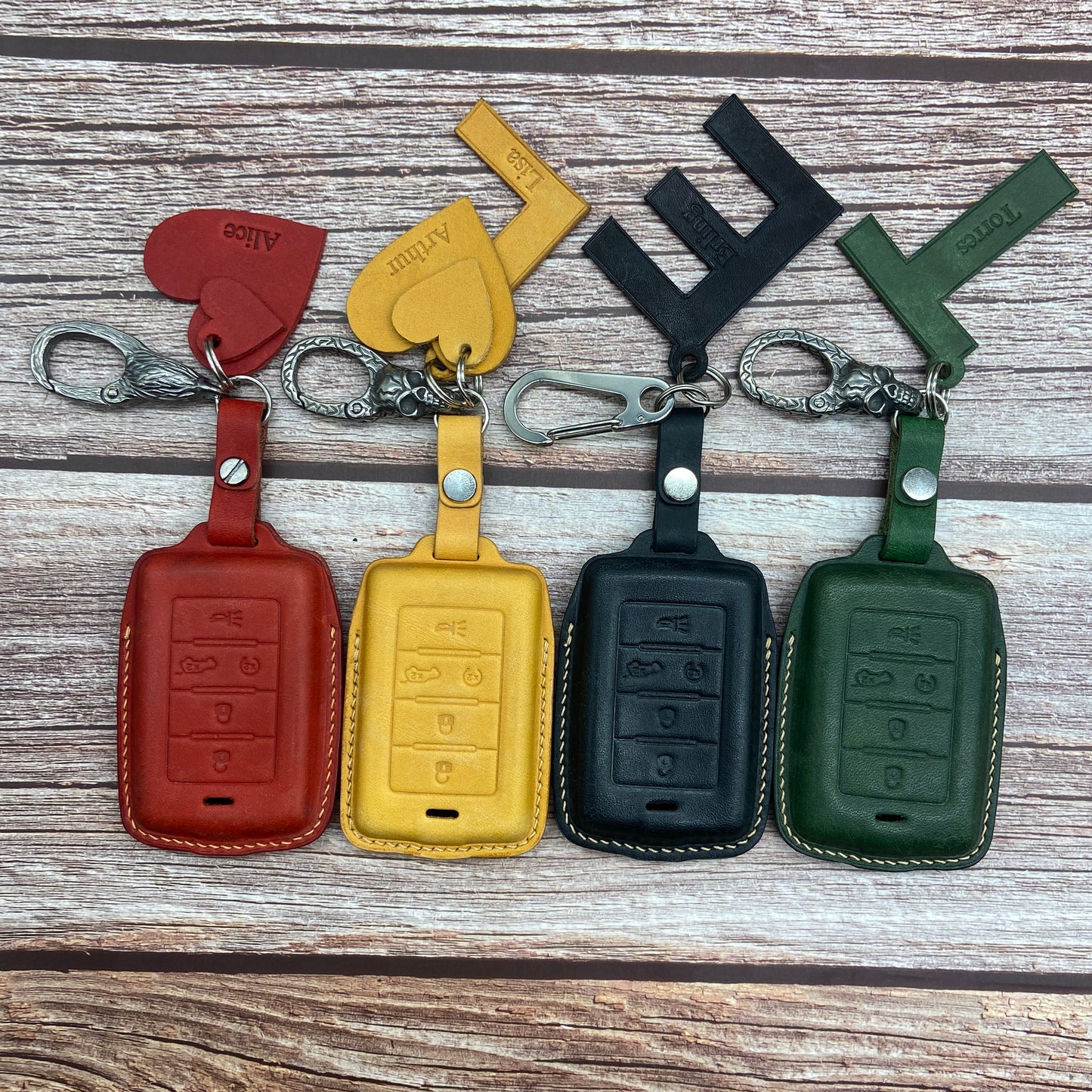 Leather Key Case for 2020-2025 Compass, Cherokee, Wrangler, Grand Cherokee, Wagoneer - Custom Fob Gift