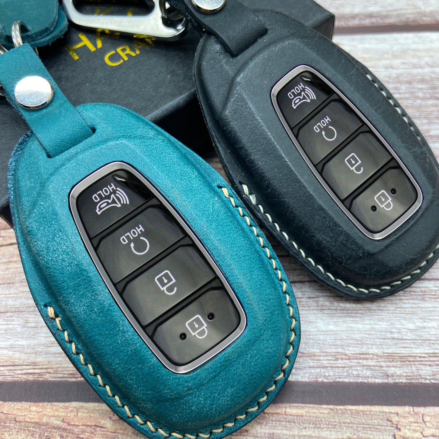 Leather Key Case for 2020-2025 Elantra, Sonata, Tucson, Santa Fe, Ioniq 5, Kona - Custom Fob Gift