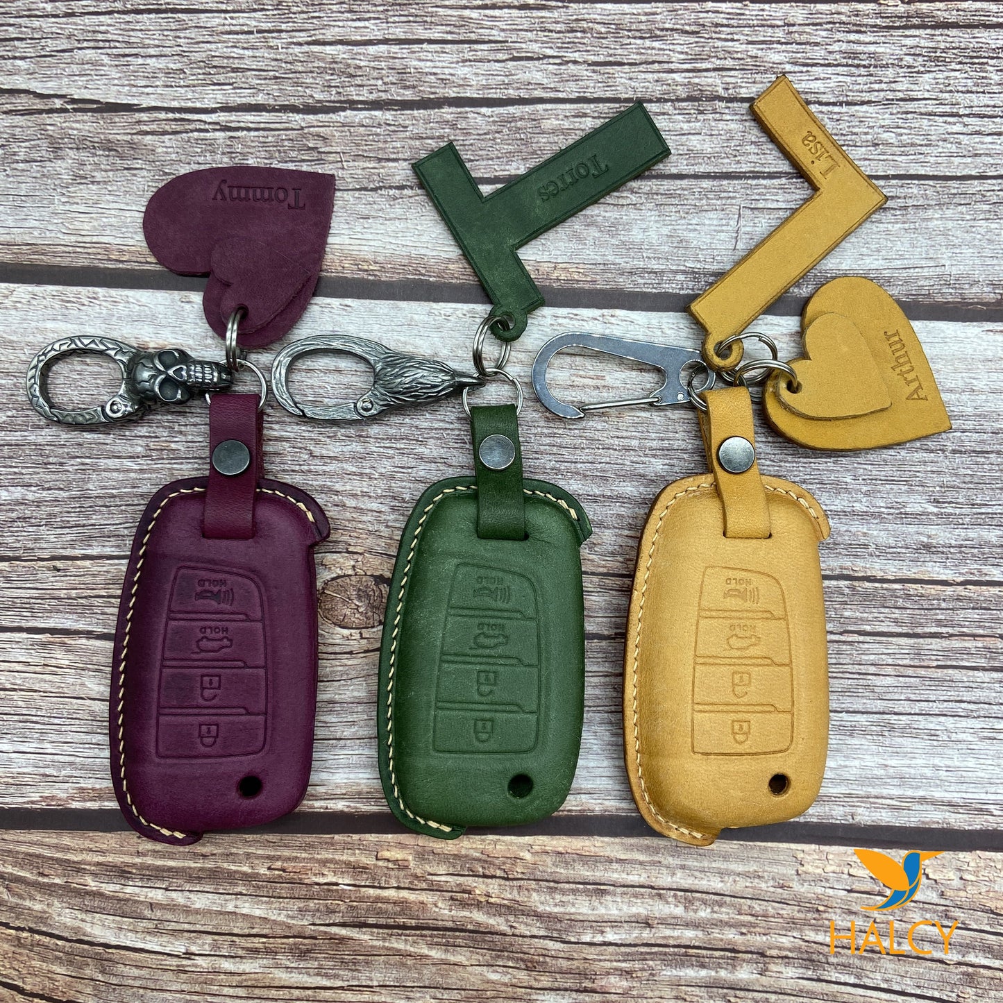 Leather Key Case for 2020-2025 Elantra, Sonata, Tucson, Santa Fe, Ioniq 5, Kona - Custom Fob Gift
