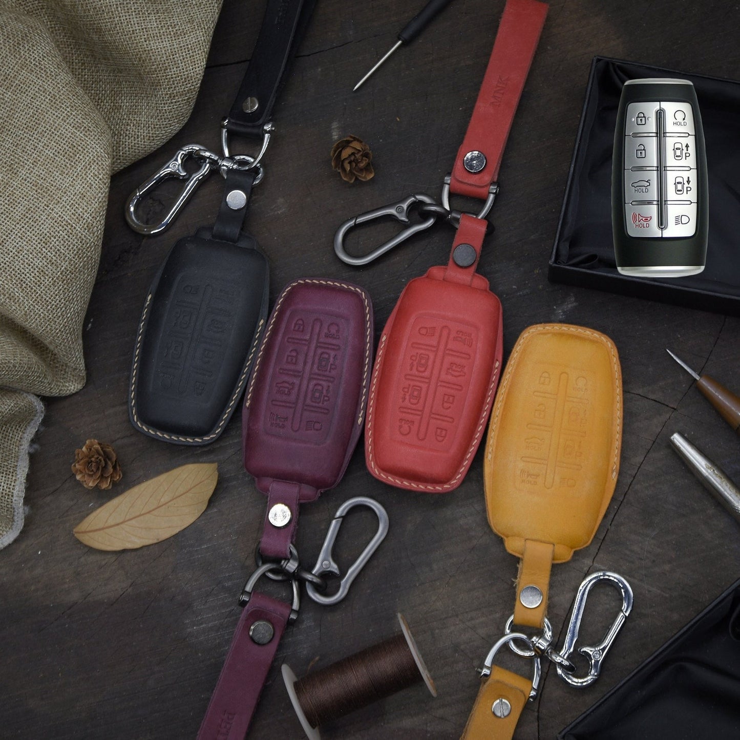 Leather Key Case for 2020-2025 G70, G80, G90, GV70, GV80, GV80 Coupe, GV60, E-G80 - Custom Fob Gift