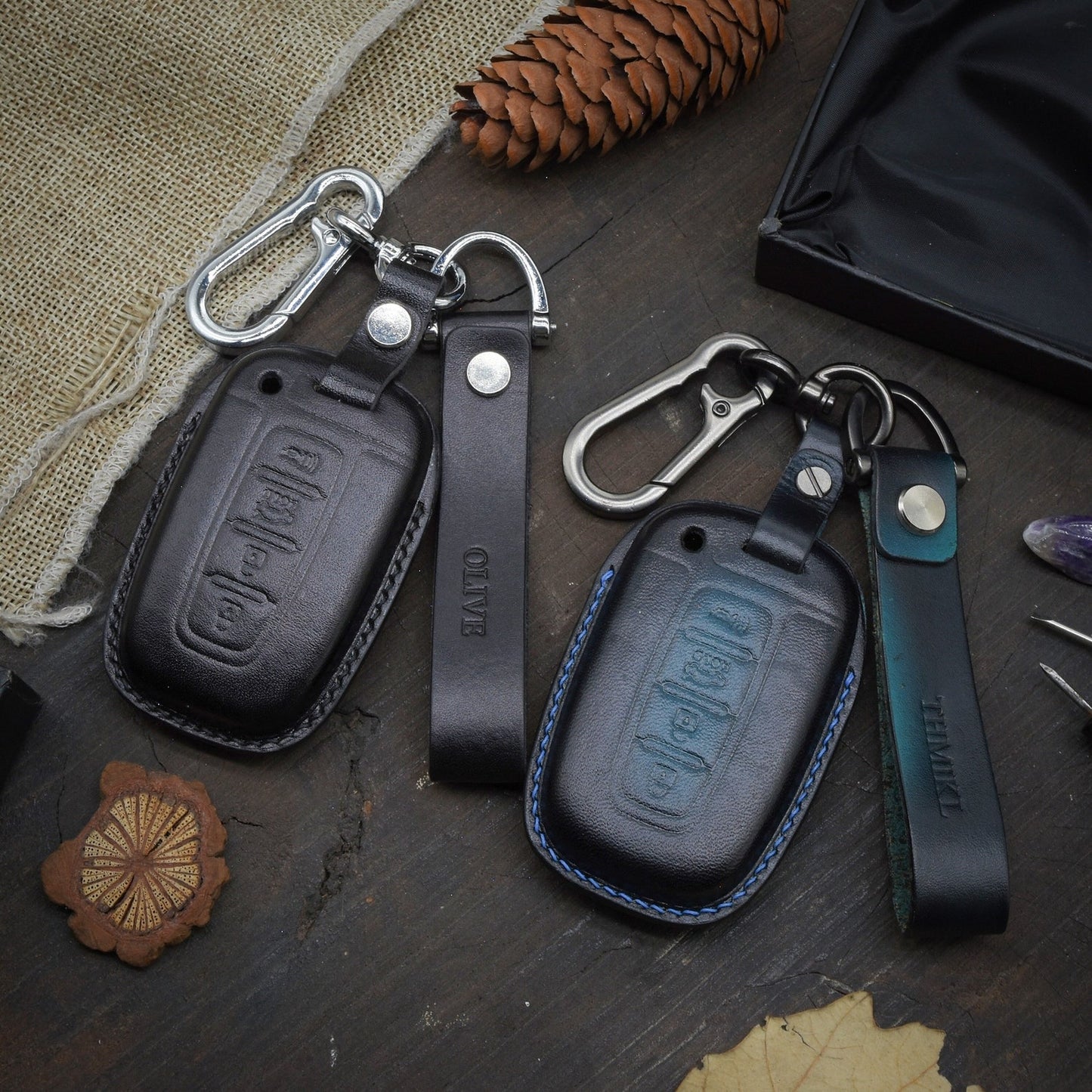 Leather Key Case for 2020-2025 G70, G80, G90, GV70, GV80, GV80 Coupe, GV60, E-G80 - Custom Fob Gift