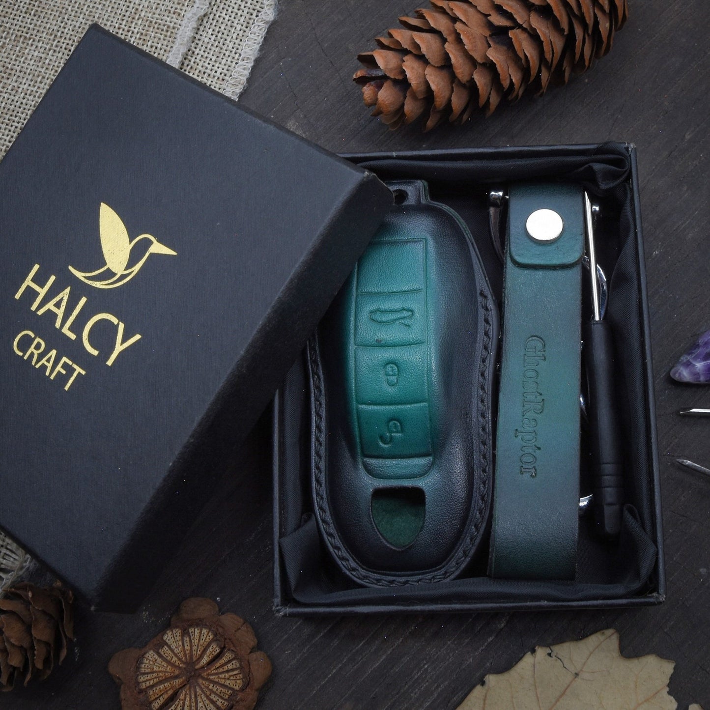 Leather Key Case for 2020-2025 911, Panamera, Taycan, Cayenne, Macan, Boxster - Custom Fob Gift