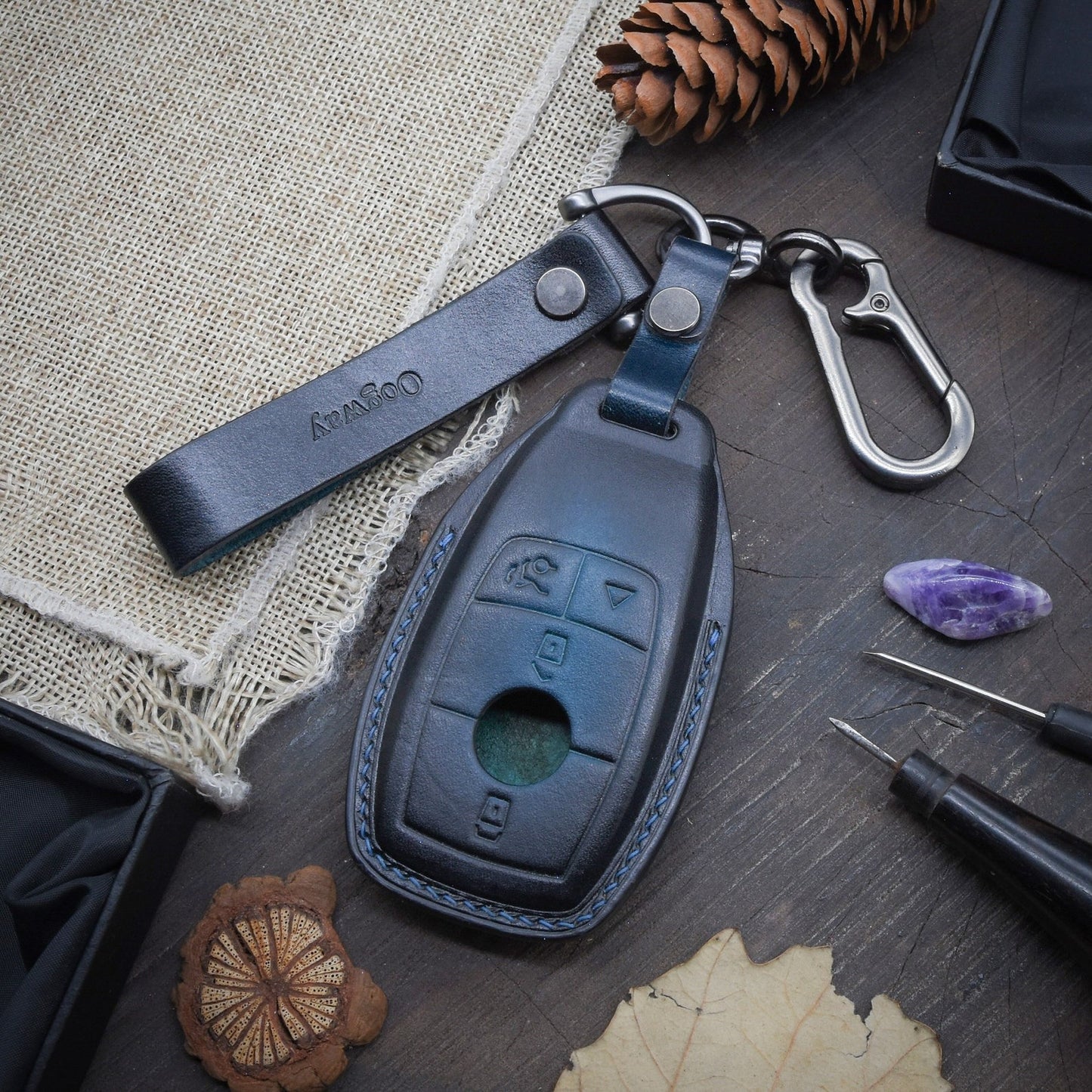 Leather Key Case for 2020-2025 C-Class, S-Class, gla, glc, G-Class, eqs, eqe - Custom Fob Gift