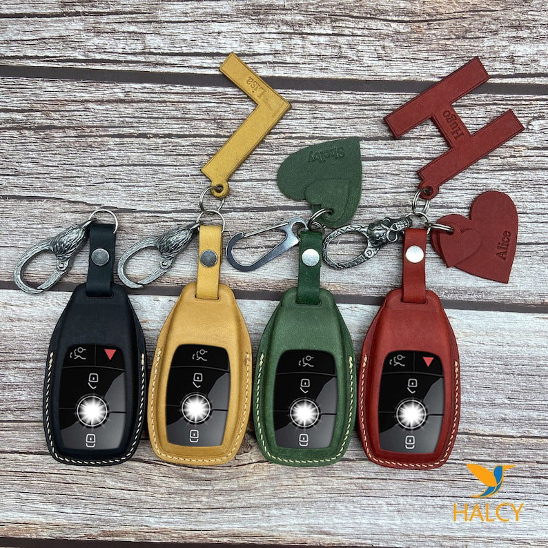 Leather Key Case for 2020-2025 C-Class, S-Class, gla, glc, G-Class, eqs, eqe - Custom Fob Gift