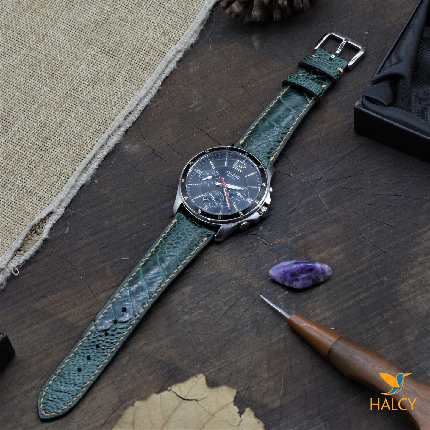 Ostrich Leg Leather Watch strap with quick-release spring bars. Choice of Width - 16mm, 18mm, 20mm, 22mm, 24mm, Etc..