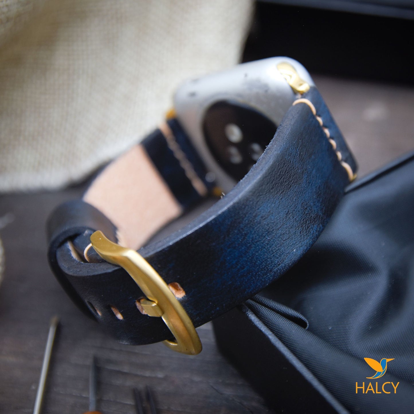 Italian Vegetable tanned Cowhide Leather Watch Band Fit for Apple watch Series 8, 7, 6, 5, 4, 3 :Choice of adapters and buckle color