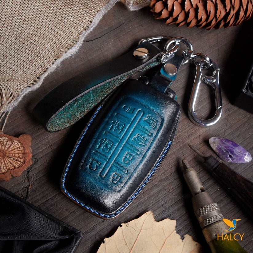 Leather Key Case for 2020-2025 G70, G80, G90, GV70, GV80, GV80 Coupe, GV60, E-G80 - Custom Fob Gift