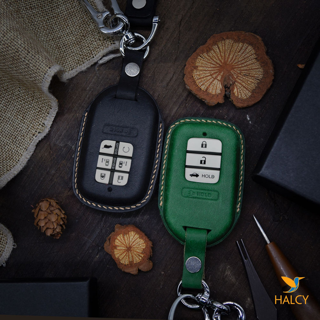 Leather Key Case for 2020-2025 CR-V, HR-V, Pilot, Civic, Accord, Ridgeline, Odyssey - Custom Fob Gift