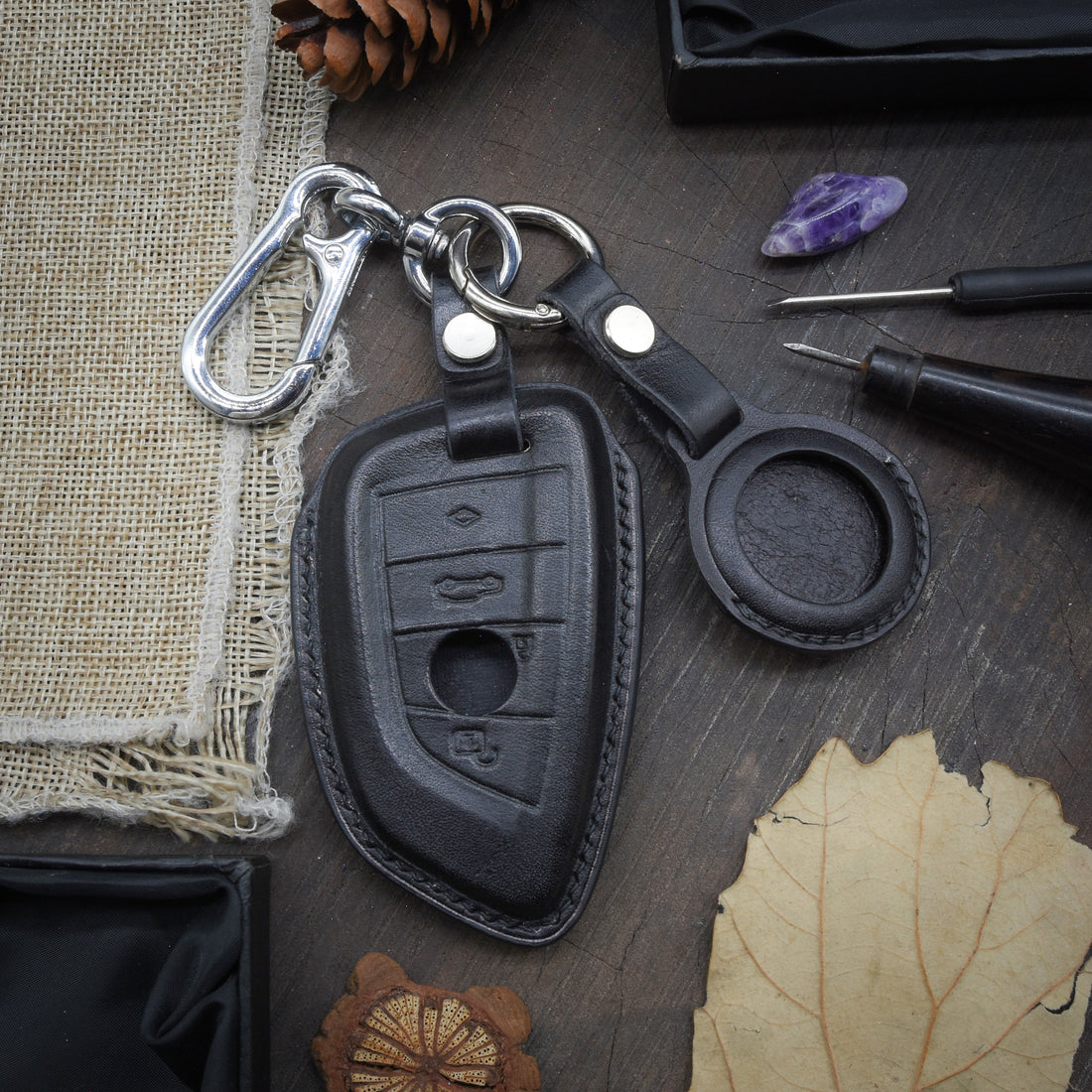 Leather Key Case for 2020-2025 3 Series, 5 Series, X3, X5, M3, M5, i4 - Custom Fob Gift