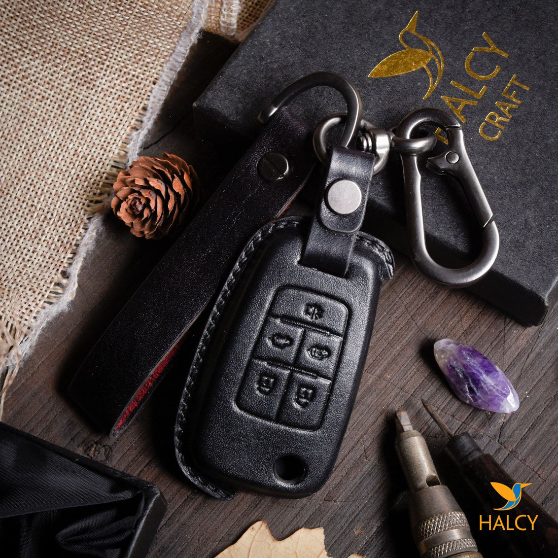 Leather Key Case for 2020-2025 Trax, Equinox, Tahoe, Suburban, Silverado, Bolt EV, Corvette - Custom Fob Gift
