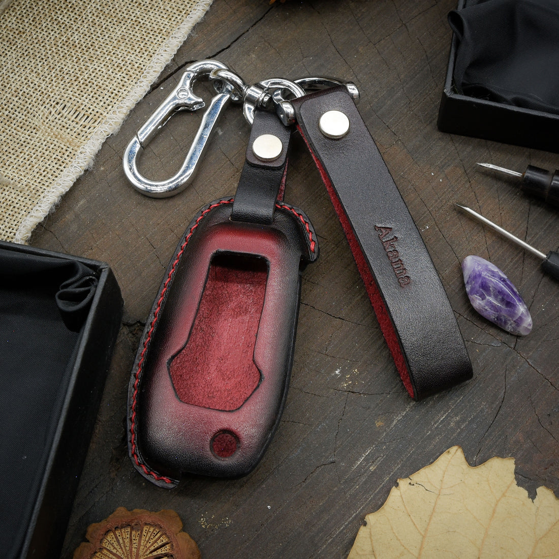 Leather Key Case for 2020-2025 F-150, Ranger, Escape, Explorer, Mustang, Mach-E - Custom Fob Gift