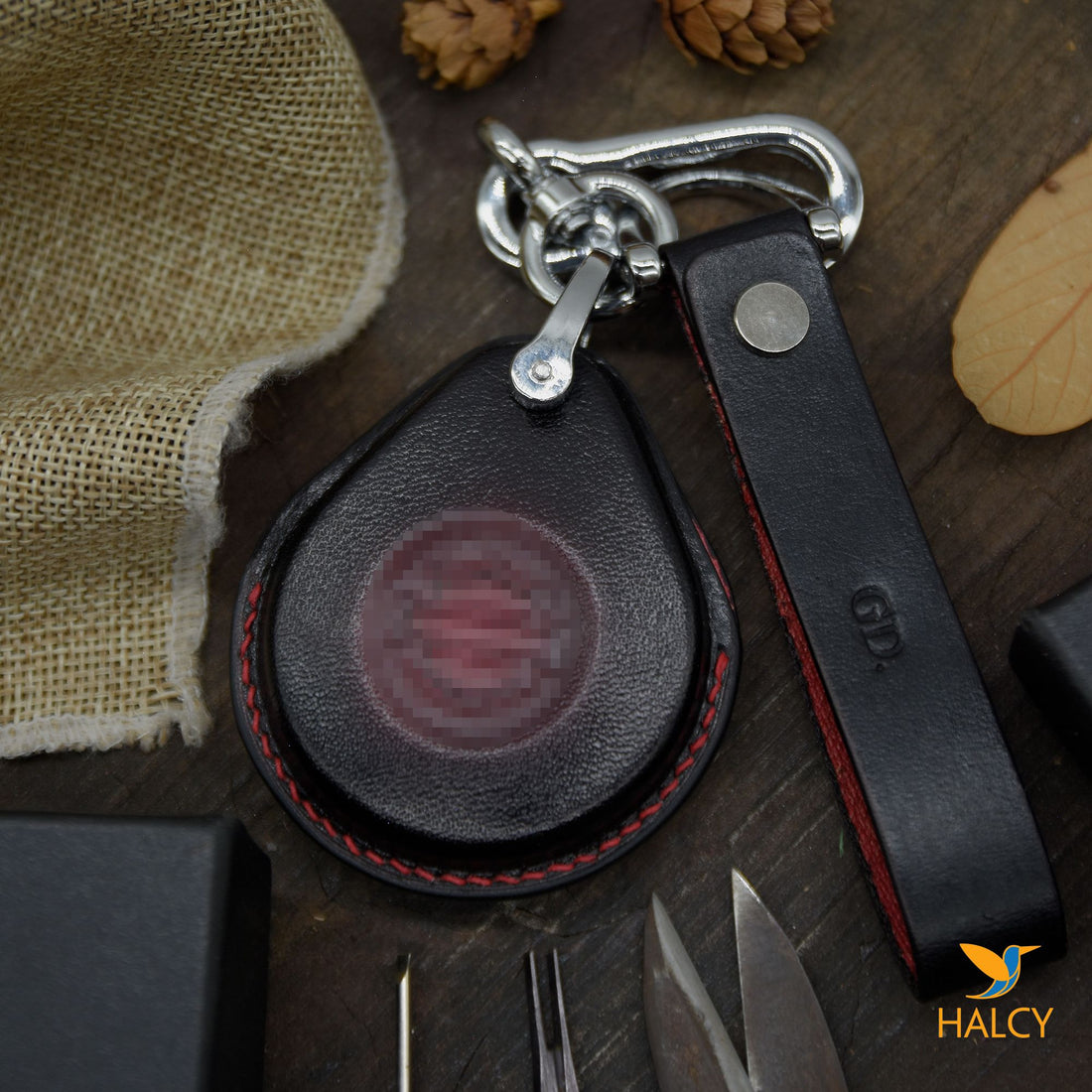 Harley Leather Key Fob Cover for Street Glide, Road Glide CVO X48 1200 Iron 883 VRSC Softail Trike Slim