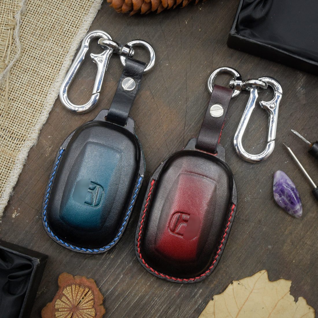 Leather Key Case for 2020-2025 CR-V, HR-V, Pilot, Civic, Accord, Ridgeline, Odyssey - Custom Fob Gift