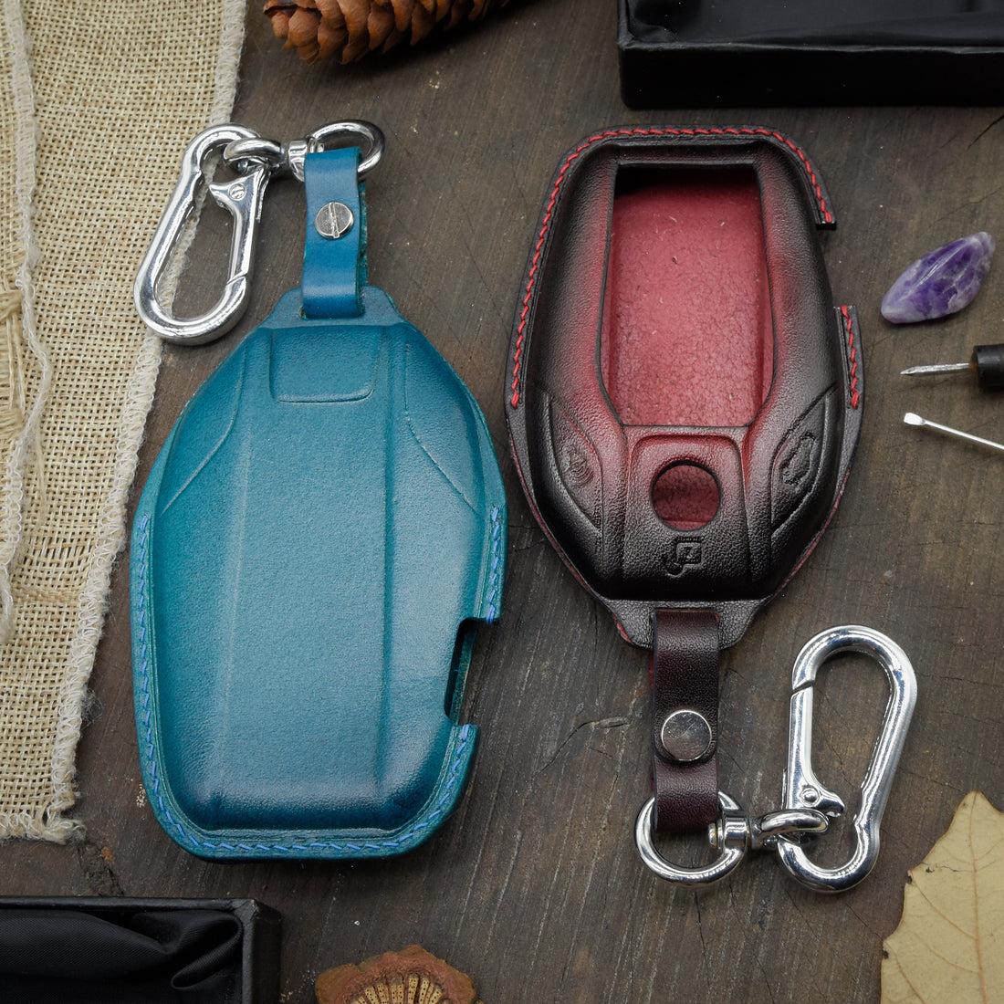 Leather Key Case for 2020-2025 3 Series, 5 Series, X3, X5, M3, M5, i4 - Custom Fob Gift