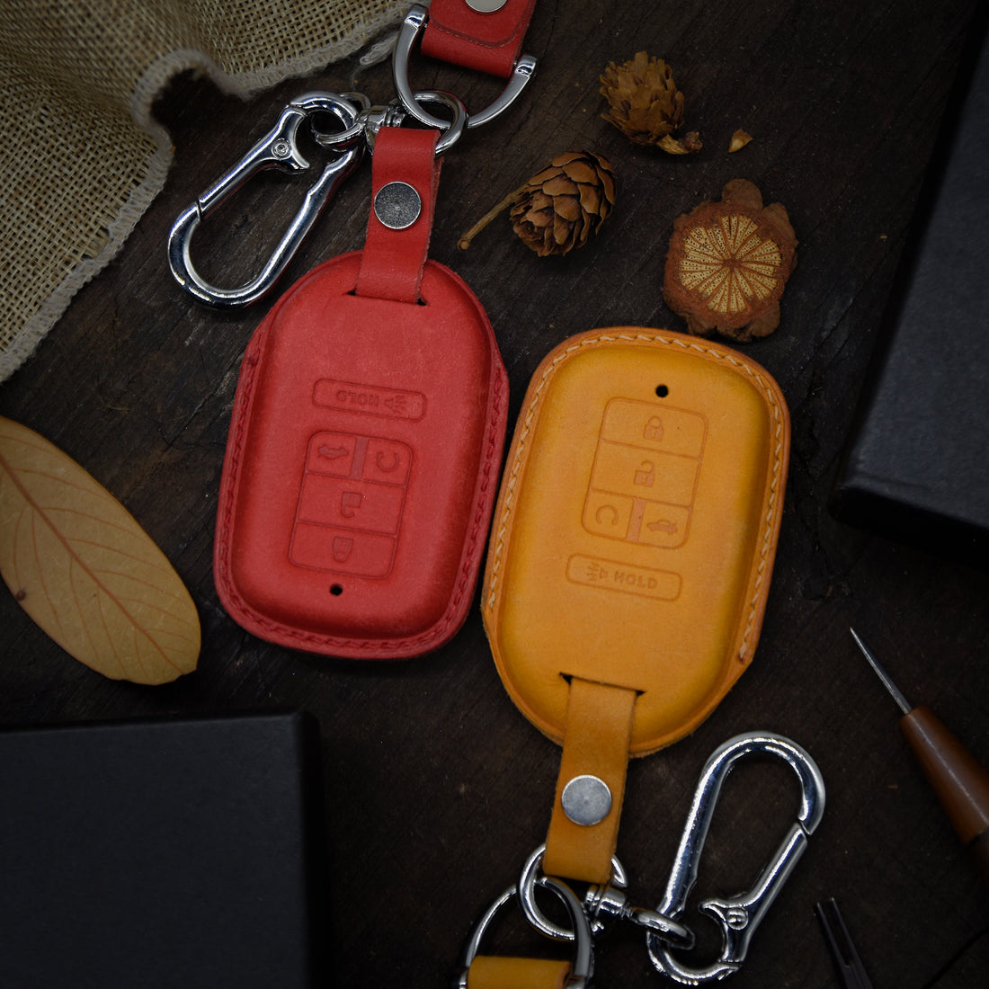 Leather Key Case for 2020-2025 CR-V, HR-V, Pilot, Civic, Accord, Ridgeline, Odyssey - Custom Fob Gift