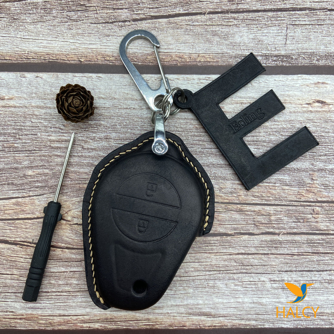 Harley Leather Key Fob Cover for Street Glide, Road Glide CVO X48 1200 Iron 883 VRSC Softail Trike Slim