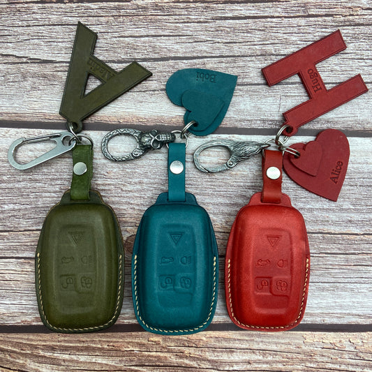 Leather Key Case for 2020-2025 Range Rover, Velar, Evoque, Defender, Discovery - Custom Fob Gift