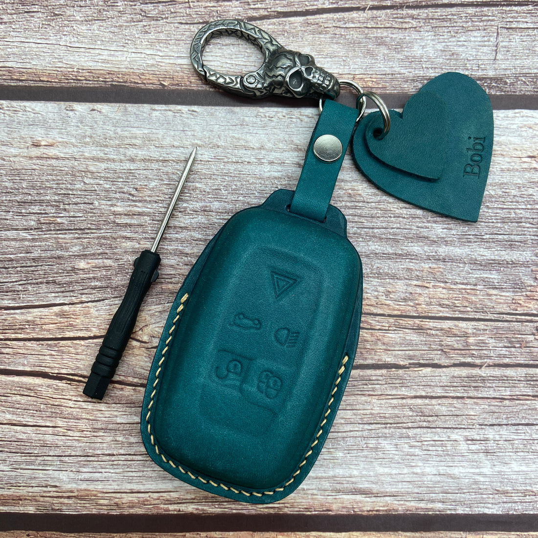 Leather Key Case for 2020-2025 Range Rover, Velar, Evoque, Defender, Discovery - Custom Fob Gift