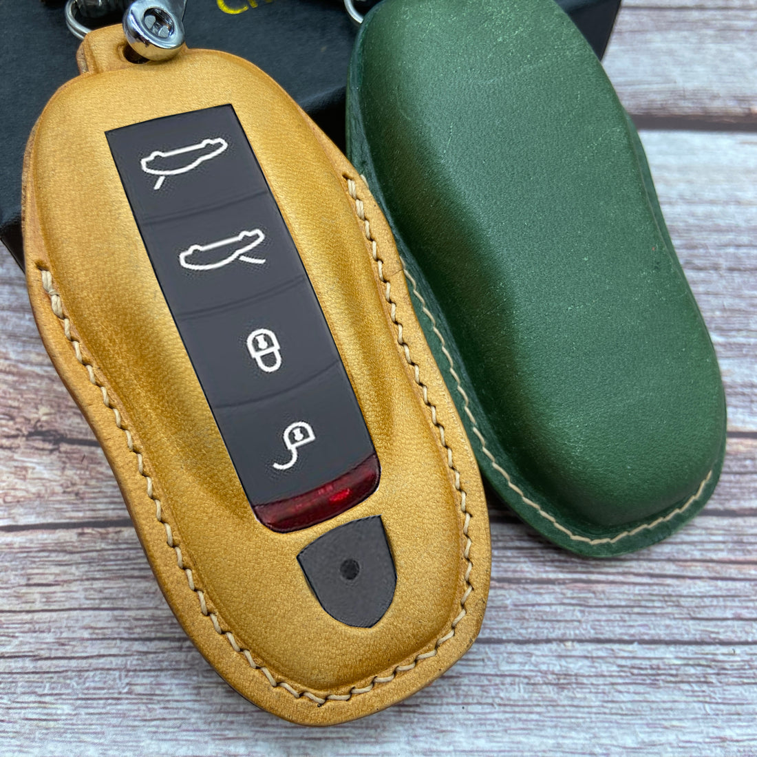 Leather Key Case for 2020-2025 911, Panamera, Taycan, Cayenne, Macan, Boxster - Custom Fob Gift