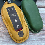 Leather Key Case for 2020-2025 911, Panamera, Taycan, Cayenne, Macan, Boxster - Custom Fob Gift