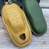 Leather Key Case for 2020-2025 911, Panamera, Taycan, Cayenne, Macan, Boxster - Custom Fob Gift