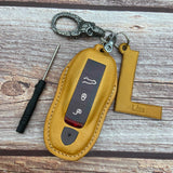 Leather Key Case for 2020-2025 911, Panamera, Taycan, Cayenne, Macan, Boxster - Custom Fob Gift