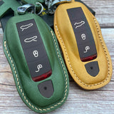 Leather Key Case for 2020-2025 911, Panamera, Taycan, Cayenne, Macan, Boxster - Custom Fob Gift