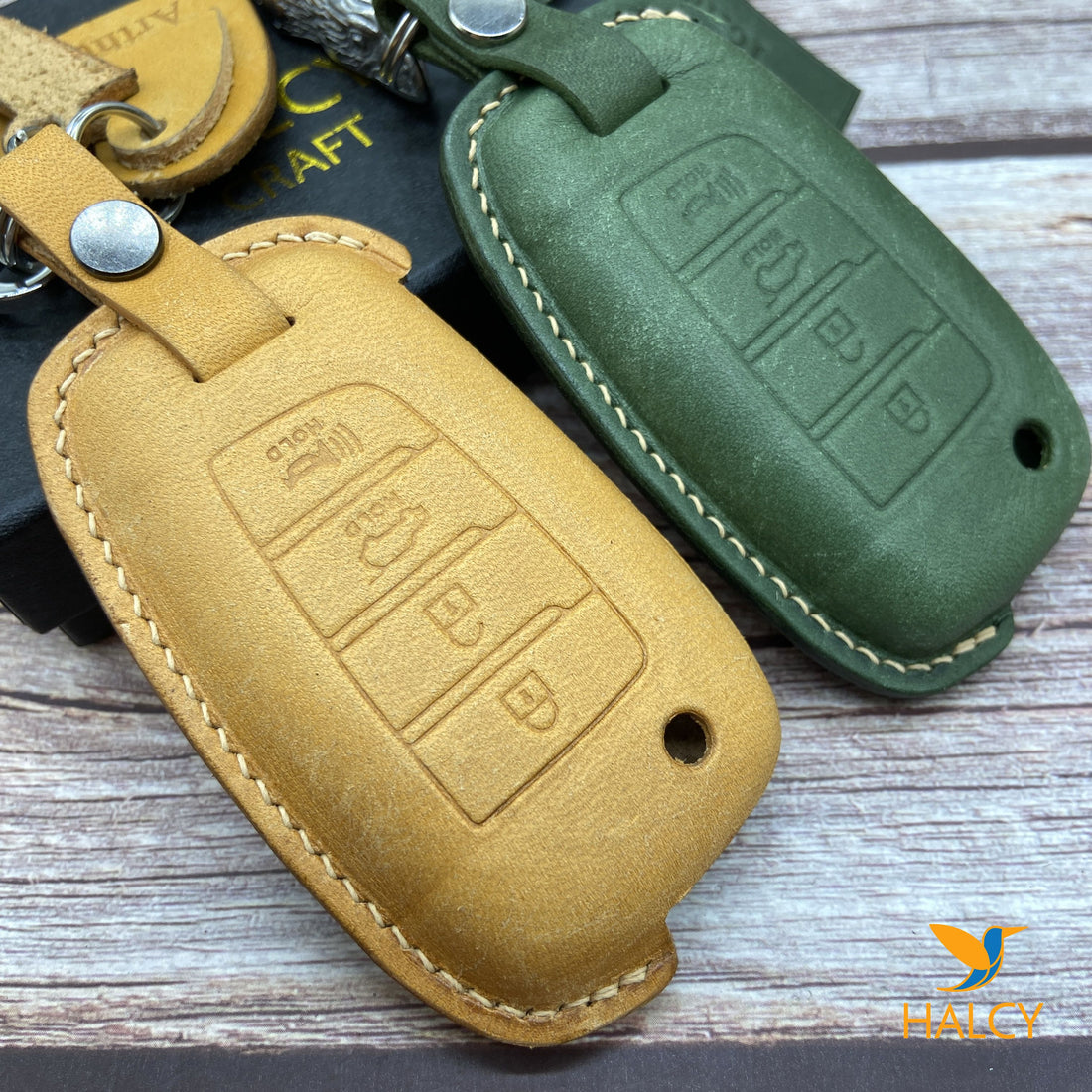 Leather Key Case for 2020-2025 Elantra, Sonata, Tucson, Santa Fe, Ioniq 5, Kona - Custom Fob Gift