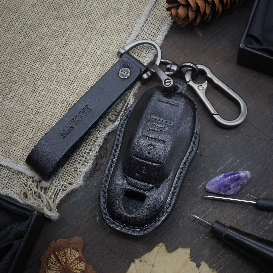 Leather Key Case for 2020-2025 911, Panamera, Taycan, Cayenne, Macan, Boxster - Custom Fob Gift