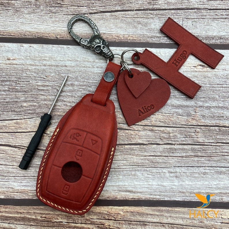 Leather Key Case for 2020-2025 C-Class, S-Class, gla, glc, G-Class, eqs, eqe - Custom Fob Gift