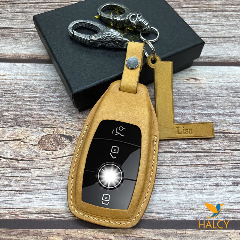 Leather Key Case for 2020-2025 C-Class, S-Class, gla, glc, G-Class, eqs, eqe - Custom Fob Gift