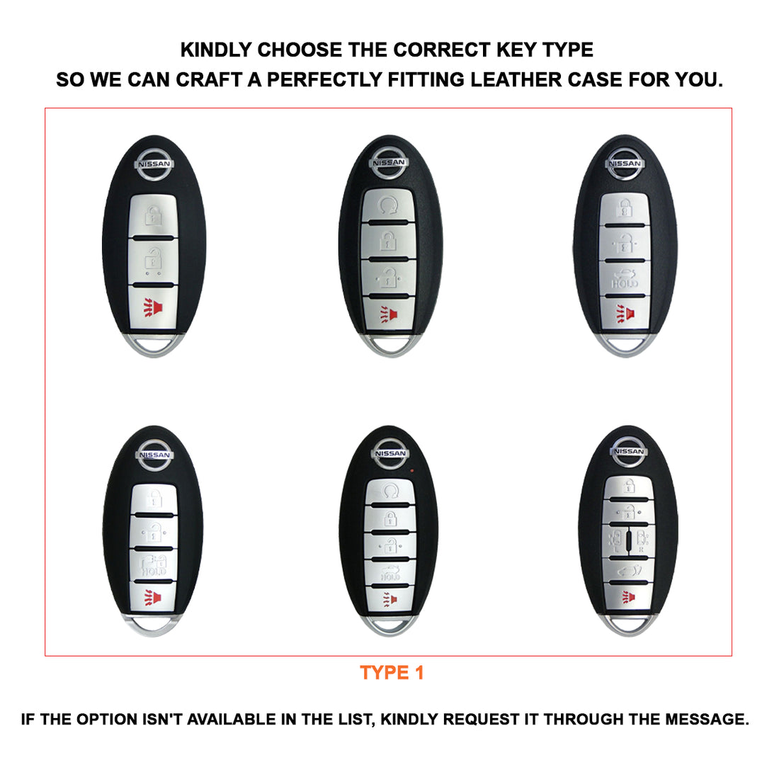 Leather Key Case for 2020-2025 Rogue, Murano, Versa, Altima, Frontier, Z, Leaf - Custom Fob Gift