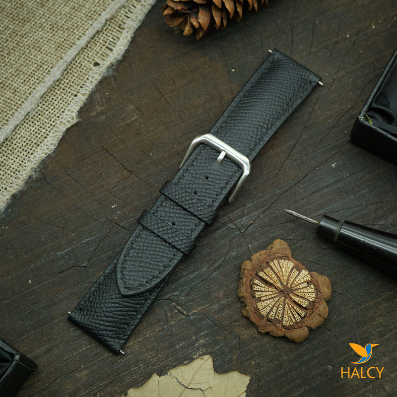 Epsom Calf leather Watch strap with quick-release spring bars. Choice of Width - 16mm, 18mm, 20mm, 22mm, 24mm, Etc..