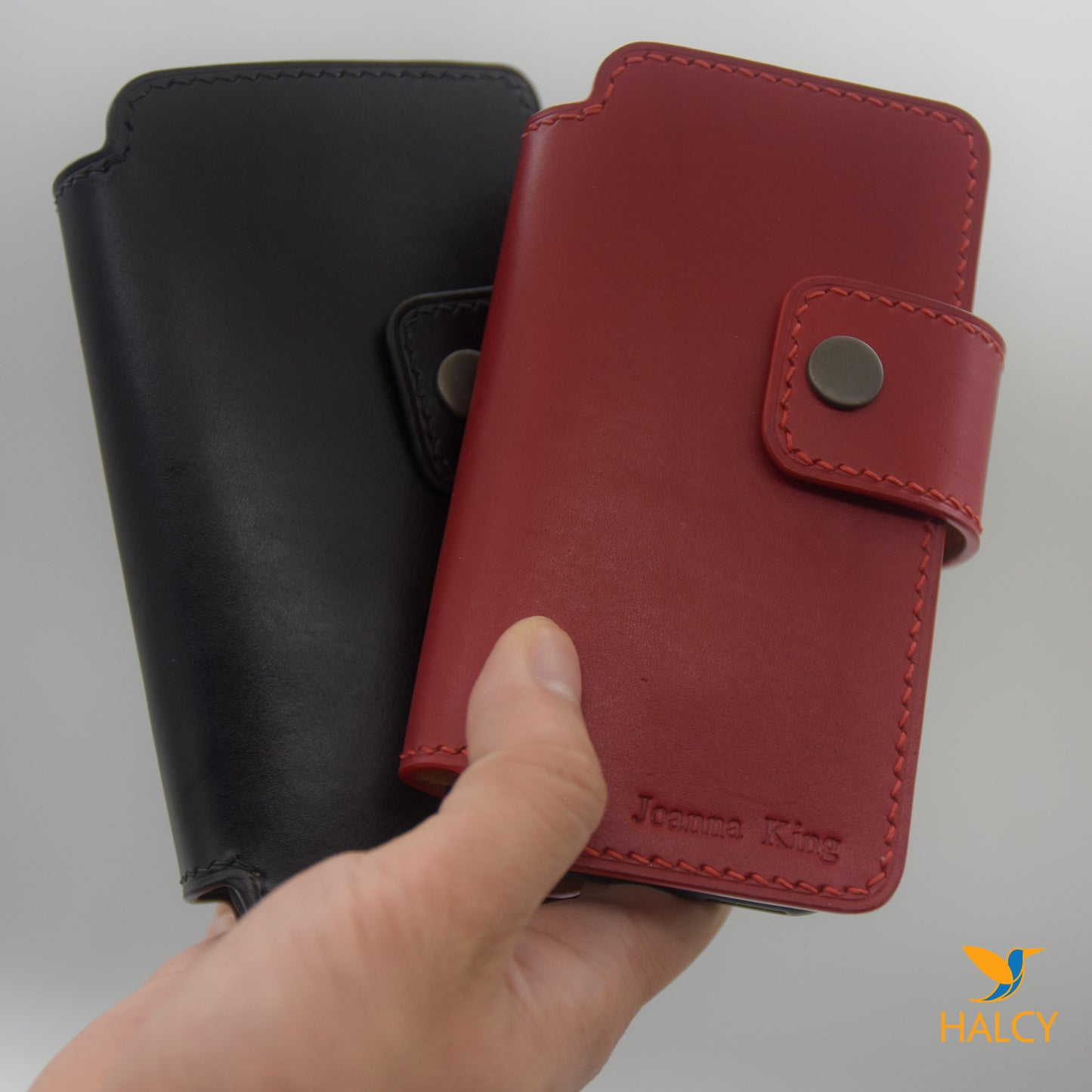 Leather Dual Phone Case, Leather Double iPhone Case, Case Holds Two Phones, Slanted 2 Phone Holster, Leather Two phone case with belt loops