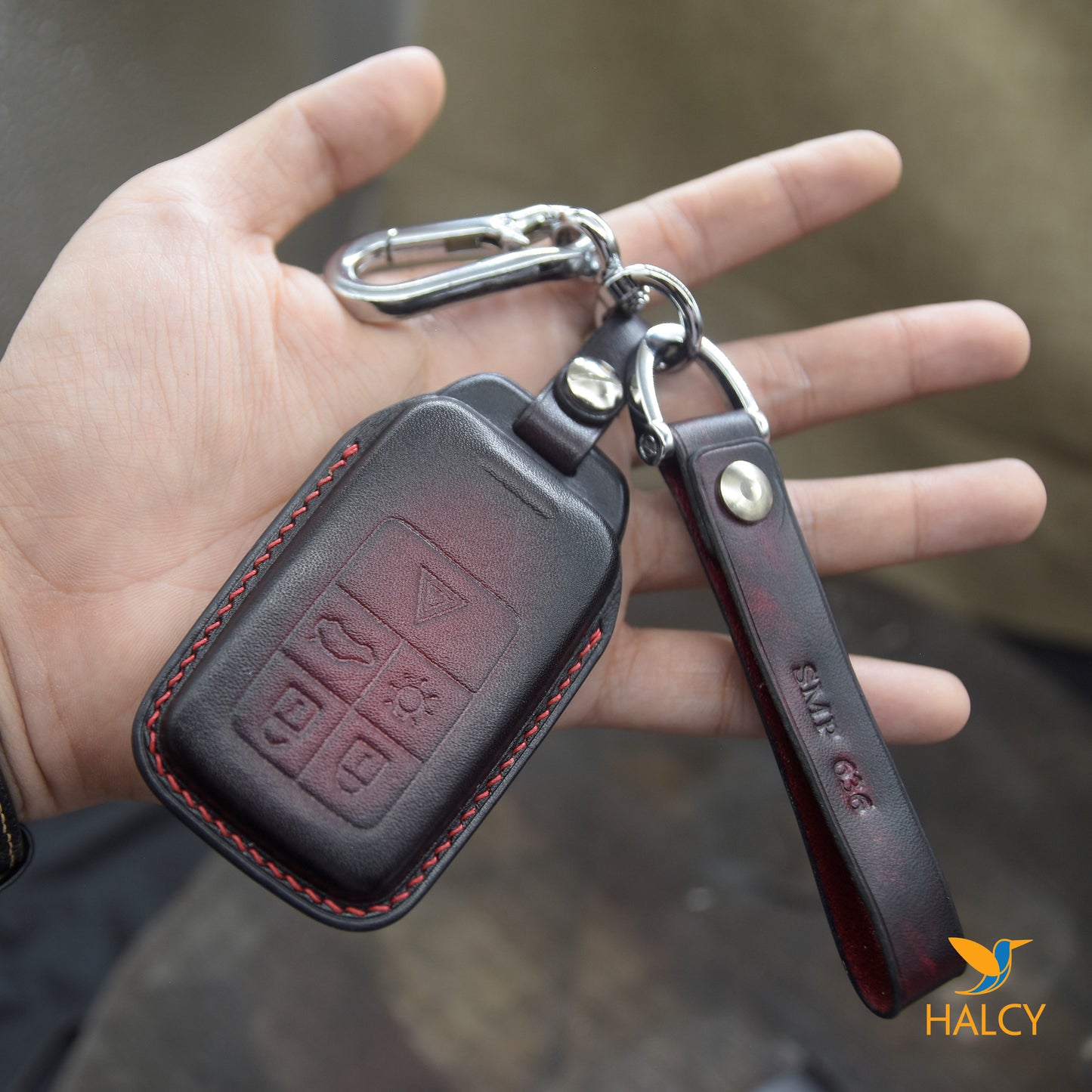 Leather Key Fob Cover For Volvo 5 buttons