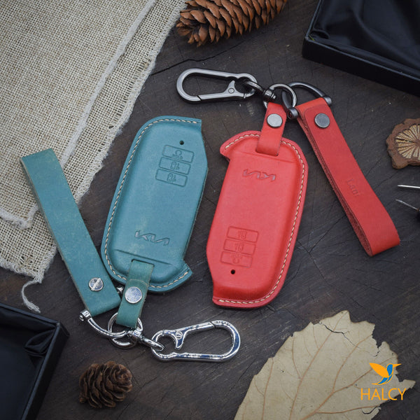 Leather Car Key Fob Cover Fit for Kia