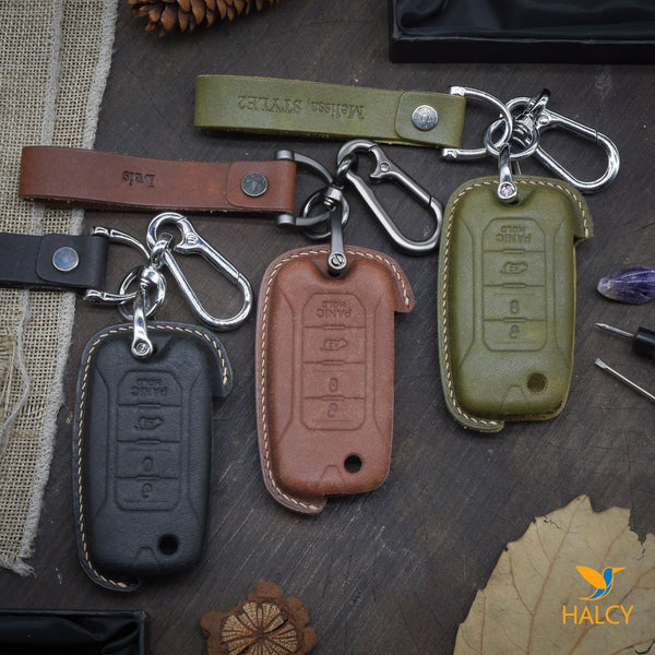 Leather Key Fob case Cover Fit for Jeep Renegade,  Personalized Keychain