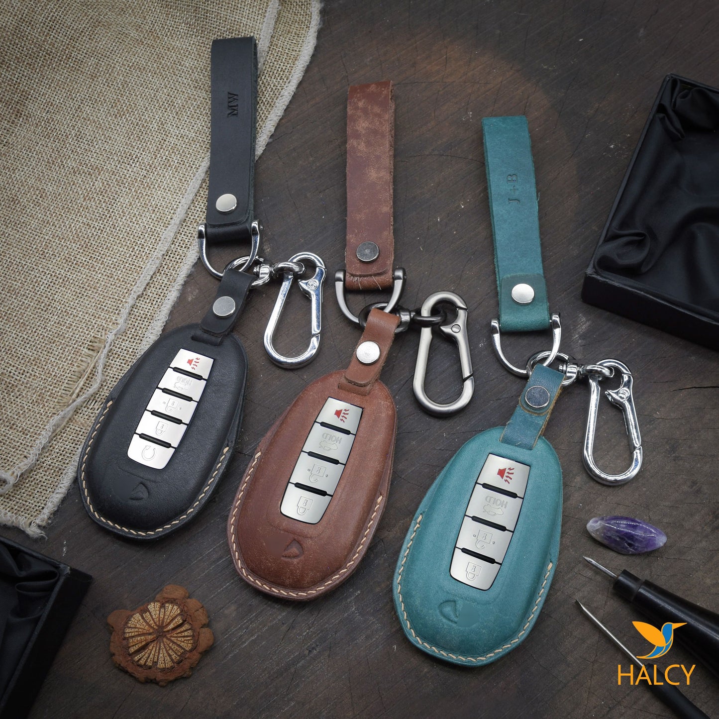 Leather Car Key Fob Cover Fit for Infiniti (2019-2022), Infiniti Q50, Q60, QX50, QX55, Infiniti QX60, Personalized Keychain