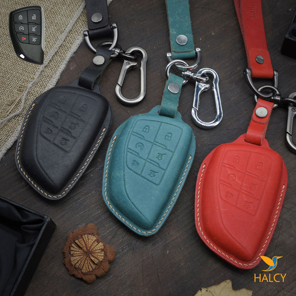 Leather Car Key Fob Cover Fits for Suburban,  Chevrolet Tahoe (2020-2022),  Personalized Keychain