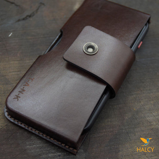 Leather Phone Case / Hand Tooled Holster / Belt Clip & Loop/   Leather Phone Case  with belt loop