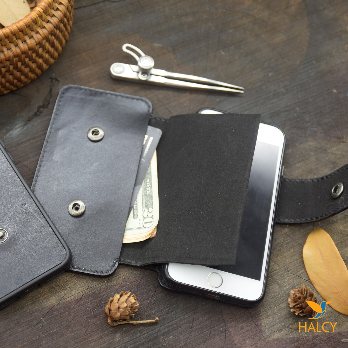 Leather Dual Phone Case, Leather Double iPhone Case, Case Holds Two Phones, Slanted 2 Phone Holster, Leather Two phone case with belt loops