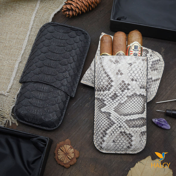 Leather Cigar Case, Luxury Cigar Case, Custom Cigar Cover, Cigar Case, Python Leather
