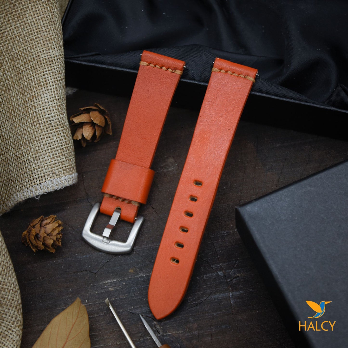 Italian Vegetable tanned Cowhide Leather  Watch strap with quick-release spring bars. Choice of Width - 16mm, 18mm, 20mm, 22mm, 24mm, Etc..